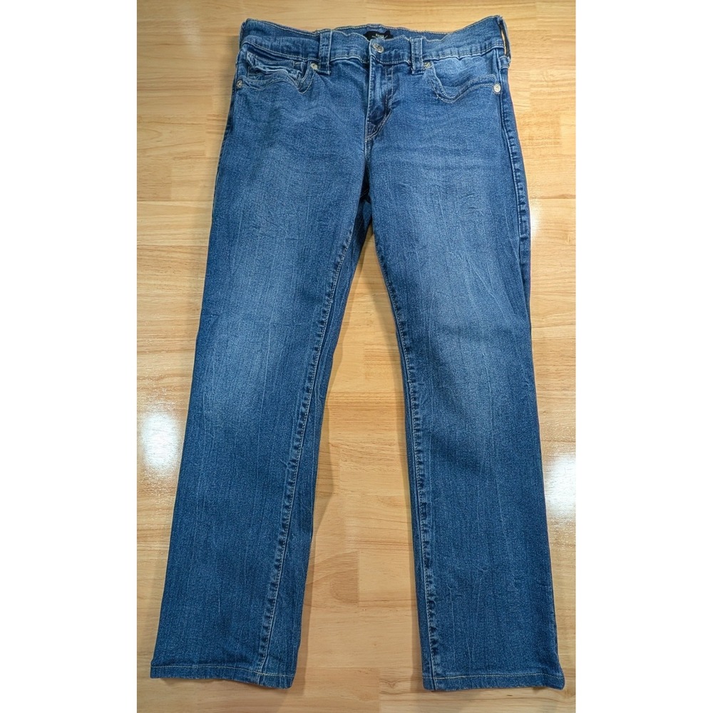 True Religion Ricky Relaxed Straight Jeans Mens 32 Medium Wash Blue Denim